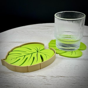 Monstera Leaf Coasters – 3D-Printed Tropical Home Decor, Eco-Friendly, Durable, Stylish Coasters for Plant Lovers, Gift for Housewarming