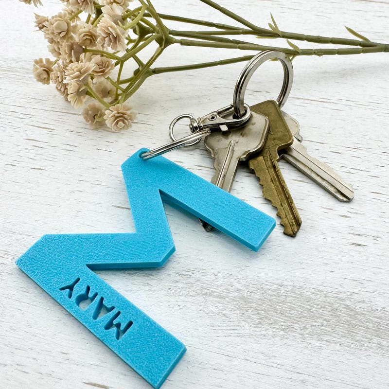 Initial Keychain - Etsy
