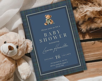 Polo Bear Baby Shower Invitation - Editable template