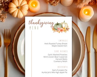 Thanksgiving Menu - Digital Download - personalized for you, no customization required