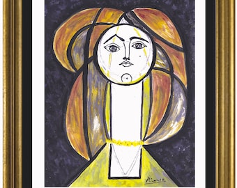 パブロ・ピカソ「マンドリンを持つ少女」サイン入り・手書き番号入り