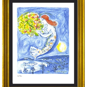 Marc Chagall &quot;Bay of Angels&quot; Signed & Hand-Numbered Limited Edition Lithograph Print (unframed)