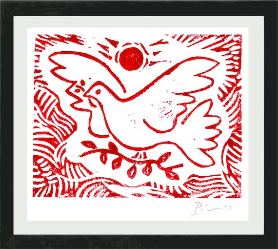 Pablo Picasso Hand Signed Ltd Edition Print /"Blue Dove of Peace/" w//COA unframed