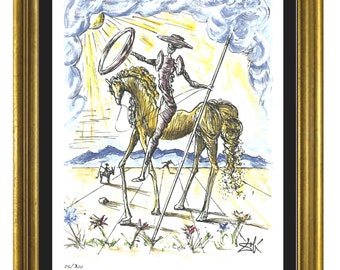 Salvador Dali “Don Quixote” Signed & Hand-Numbered Limited Edition Lithograph Print (unframed)