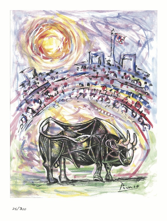 パブロ ピカソのカラーリトグラフ 「闘牛場」 パブロ ピカソのカラー