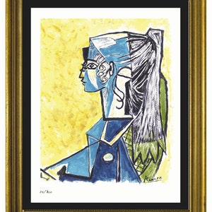 Pablo Picasso Sylvette David in a Green Armchair Signed & Hand-Numbered Limited Edition Lithograph Print unframed image 1