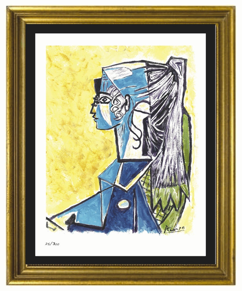 Pablo Picasso Sylvette David in a Green Armchair Signed & Hand-Numbered Limited Edition Lithograph Print unframed image 1