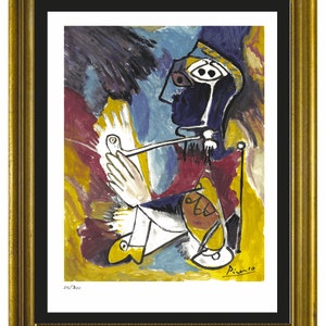 Pablo Picasso &quot;Man with a Pipe&quot; Signed & Hand-Numbered Limited Edition Lithograph Print (senza fotogramma)