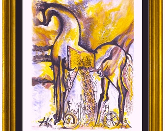 Salvador Dali “Trojan Horse” Signed & Hand-Numbered Limited Edition Lithograph Print (unframed)