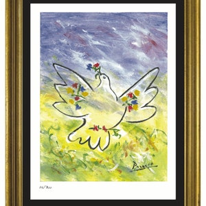 Pablo Picasso “Dove with Flowers” Signed & Hand-Numbered Limited Edition Lithograph Print (unframed)