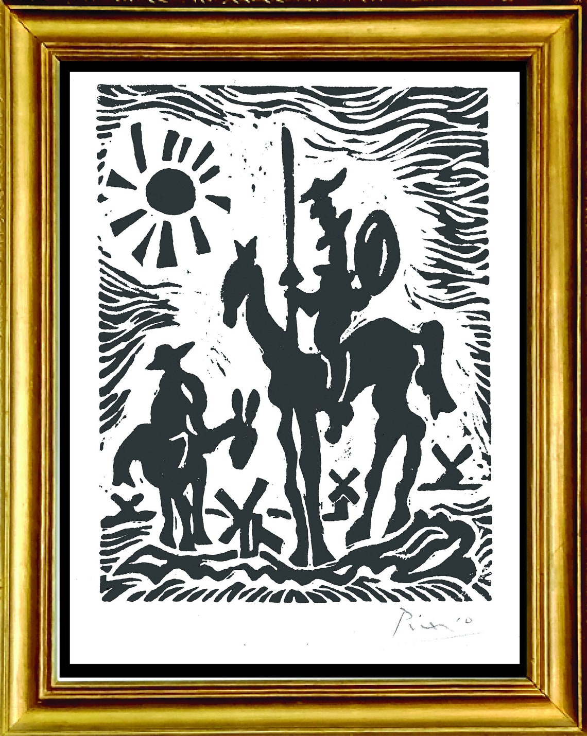 Pablo Picasso don Quixote Original Hand-signed Limited Edition Linocut ...