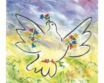 ピカソ 額装 「Blue dove with flowers」 Pablo Picasso, La colombe bleue (Blue Dove), 1961, Lithograph