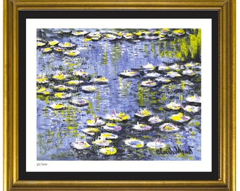 Claude Monet "Water Lilies (Study)" Signed & Hand-Numbered Limited Edition Lithograph Print (unframed)