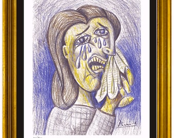 ピカソの「泣く女」リトグラフ：証明書付きサイン入りポップアート