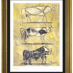 Pablo Picasso "Evolution of Bull" Signed & Hand-Numbered Limited Edition Lithograph Print  (unframed)