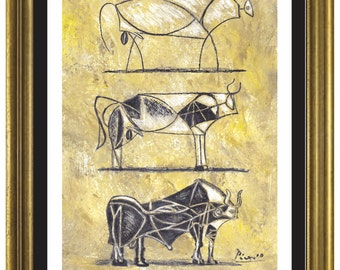 Pablo Picasso "Evolution of Bull" Signed & Hand-Numbered Limited Edition Lithograph Print  (unframed)