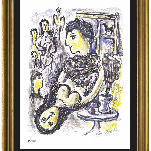 Marc Chagall “Happiness” Signed & Hand-Numbered Limited Edition Lithograph Print (unframed)