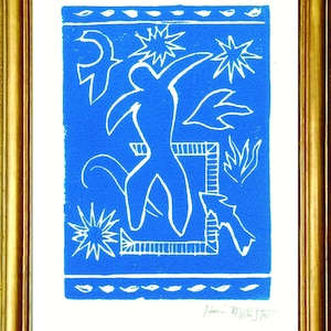 Henri Matisse  “Joyful Man” Original Hand-Signed Limited Edition Linocut Print with COA (unframed)