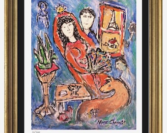 Marc Chagall “The Bride in Paris” Signed & Hand-Numbered Limited Edition Lithograph Print (unframed)