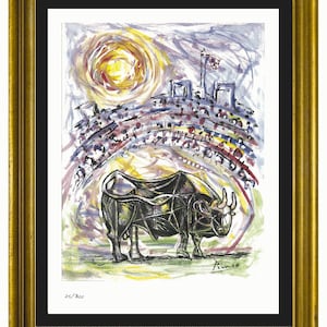 Pablo Picasso “Bull in Arena” Signed & Hand-Numbered Limited Edition Lithograph Print (unframed)