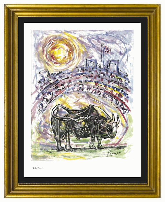 パブロ・ピカソ「闘牛場の雄牛」サイン入り・手書き番号入り限定版 