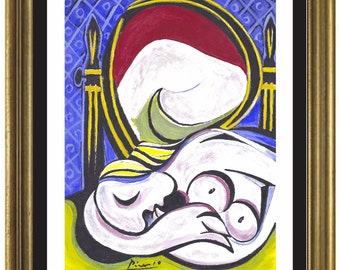 Pablo Picasso “The Mirror” Signed & Hand-Numbered Limited Edition Lithograph Print (unframed)