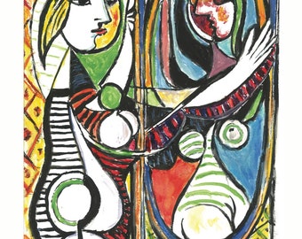 Pablo Picasso « Jeune fille devant un miroir » signé & Hand