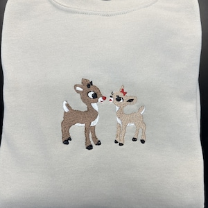 Rudolph and Clarice Embroidered Christmas Sweatshirt