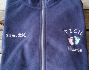 PICU Nurse Embroidered Fleece Jacket