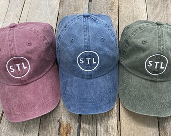 stl pigment dyed baseball hat garment washed free shipping-st.louis-saint louis