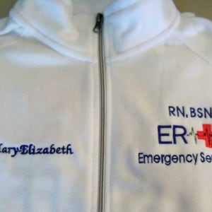 RN, BSN, ER Emergency Services Embroidered Fleece Nurse Jacket