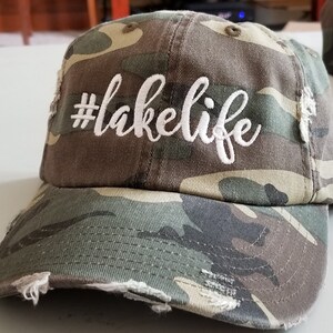 Lakelife Distressed Baseball Hatl Adjustable Metal Back Multiple Colors Free Shipping