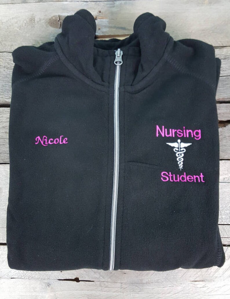 Nursing Student Nurse Jacket Black Ladies Lightweight Fleece Etsy
