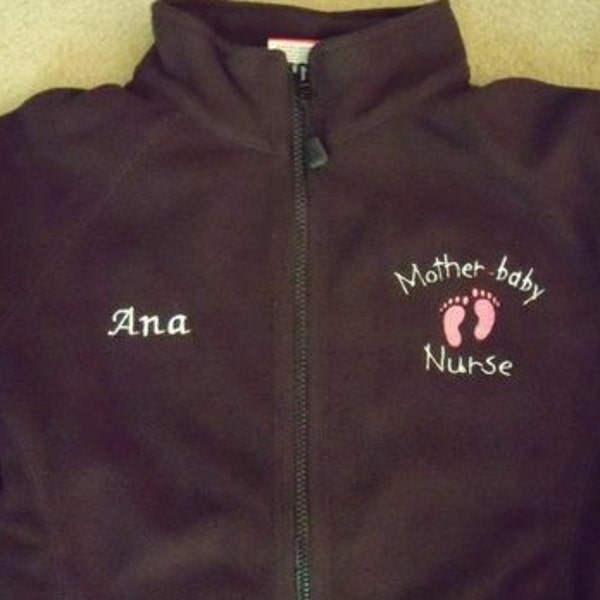 Mother Baby Nurse Embroidered Fleece Jacket