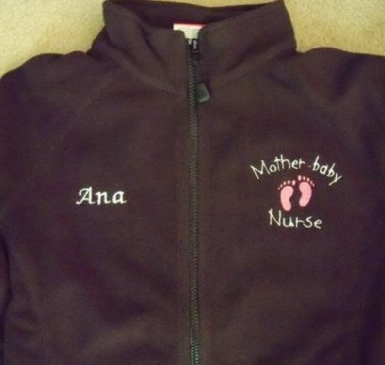 Mother Baby Nurse Embroidered Fleece Jacket Etsy