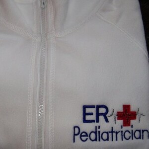 Medical Surgical Nurse White Fleece Embroidered Jacket image 2