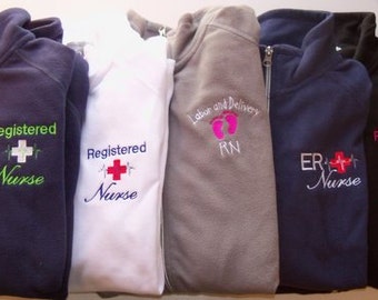 Personalized Fleece Jacket Nurse Registered ER OB Nicu Pediatrics Ortho Tech
