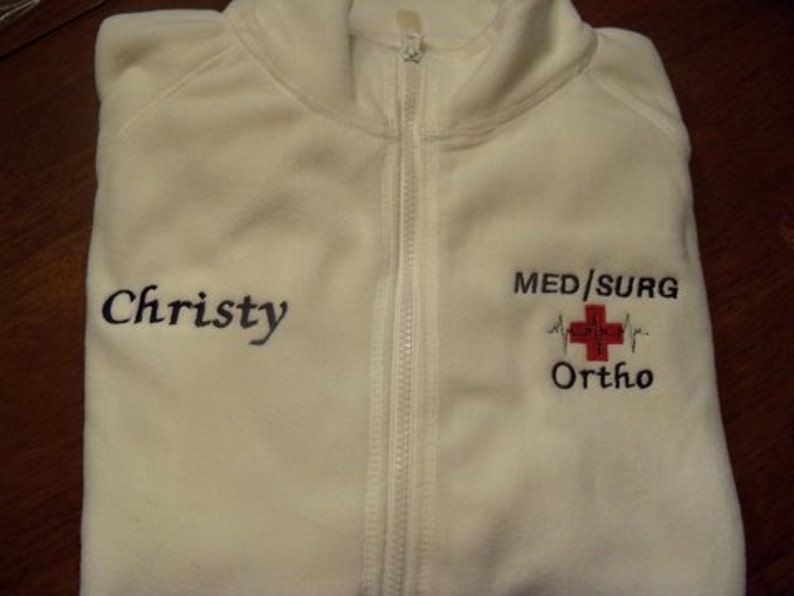 Medical Surgical Nurse White Fleece Embroidered Jacket image 3