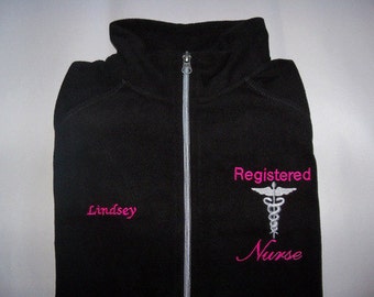Geregistreerde verpleegkundige Caduceus gepersonaliseerde fleece jas medische Nicu pediatrische
