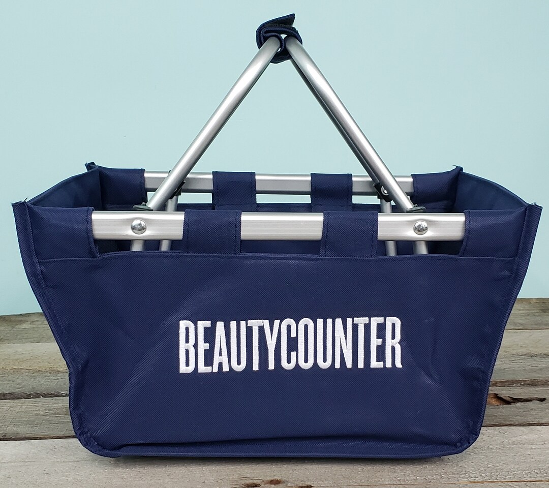 Beautycounter Market Tote Basket Navy Embroidered LARGE Etsy