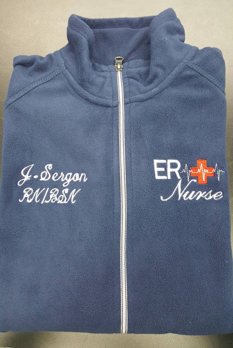 ER Nurse Jacket Navy Blue Ladies Lightweight Fleece Full Zip Etsy