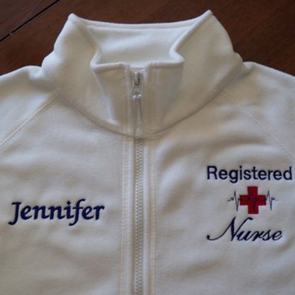 Registered Nurse White Fleece Jacket-Free Personalization