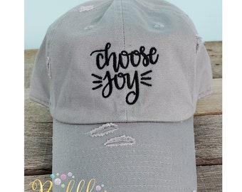 Choose Joy,baseball hat, joy, bible verse,Christian, distressed, vintage dad hat