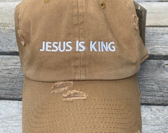 Jesus is King baseball hat~christian baseball hat~Jesus~christian apparel~embroidered~faith apparel