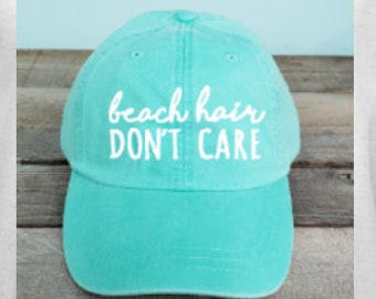 Beach Hair Adams Baseball Hat ~Coral or  Sea Foam~ Free Shipping~Embroidered