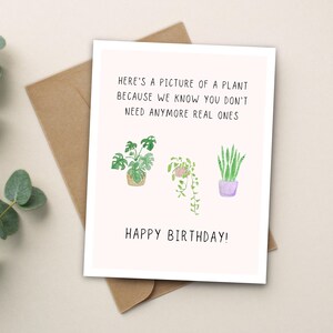 Carte d'anniversaire pour amoureux des plantes, cartes de voeux vierges à l'intérieur, aquarelle, faite main, peinte à la main, cadeau sur le thème des plantes, carte de petit garçon, carte d'anniversaire drôle