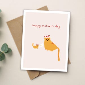 Jolie carte de fête des mères, cadeau de fête des mères pour amoureux des chats, carte vierge de fête des mères, carte faite main, cartes de gros, carte d'amoureux des animaux, bébé et maman
