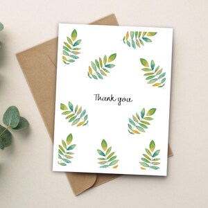 Carte de remerciement aquarelle botanique, carte de voeux vierge à l'intérieur, cadeau de remerciement, fait main, cadeau pour les amoureux de la nature et des plantes, fabriqué au canada, a2