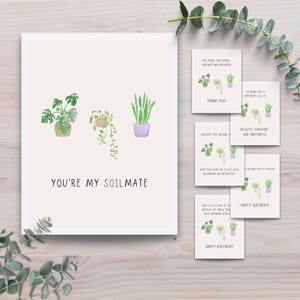 Lot de 6 cartes de voeux végétales, vierges à l'intérieur, aquarelle faite main, cadeau sur le thème des plantes, vente en gros en vrac, fabriquées au canada, jolies cartes rigolotes