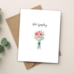 Carte de sympathie aquarelle faite main, mes condoléances, cadeau en pensant à vous, bouquet de fleurs peintes, cartes en gros, fabriquées au canada, a2